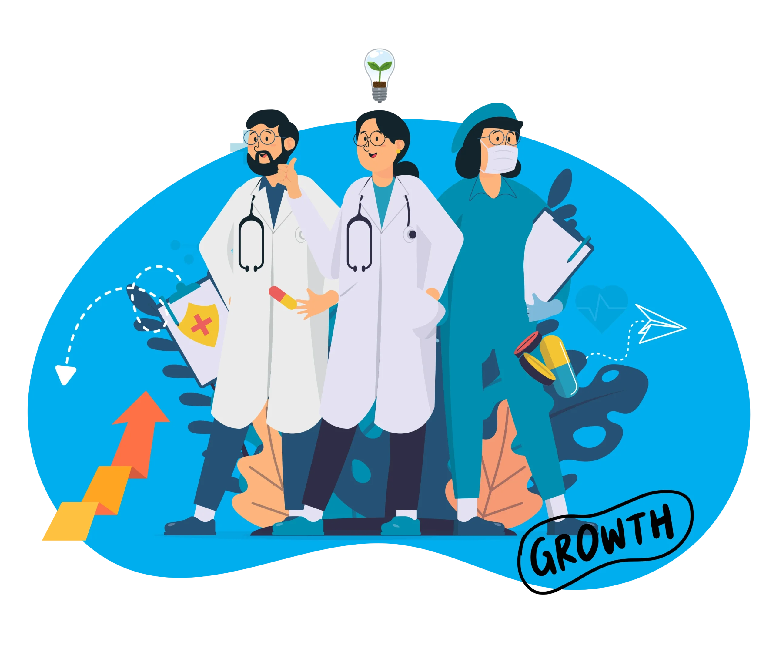 image of a couple of animated doctors standing showing pride and success